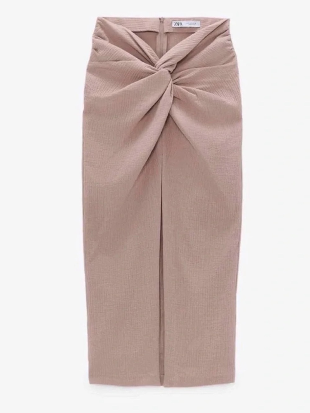 ZARA - (NWT) WOMEN’S TEXTURED KNOTTED MIDI SKIRT - SIZE XS